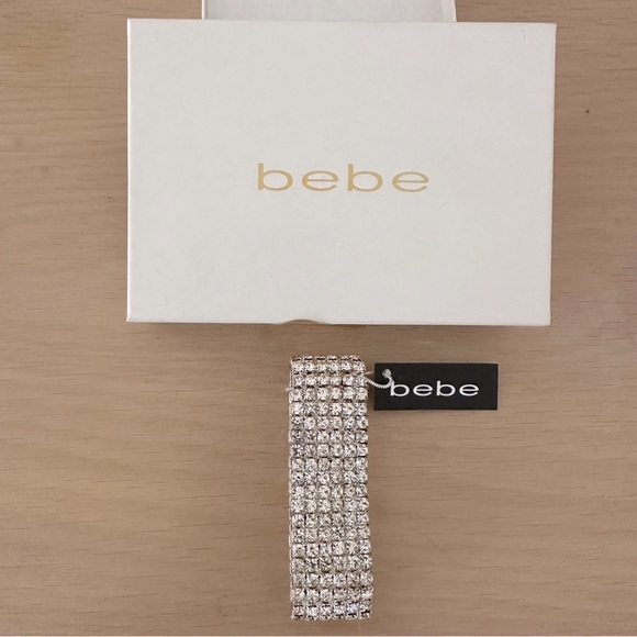 New in box Bebe jewelry! Gorgeous 6-row rhinestone stretch bracelet! - Picture 2 of 4